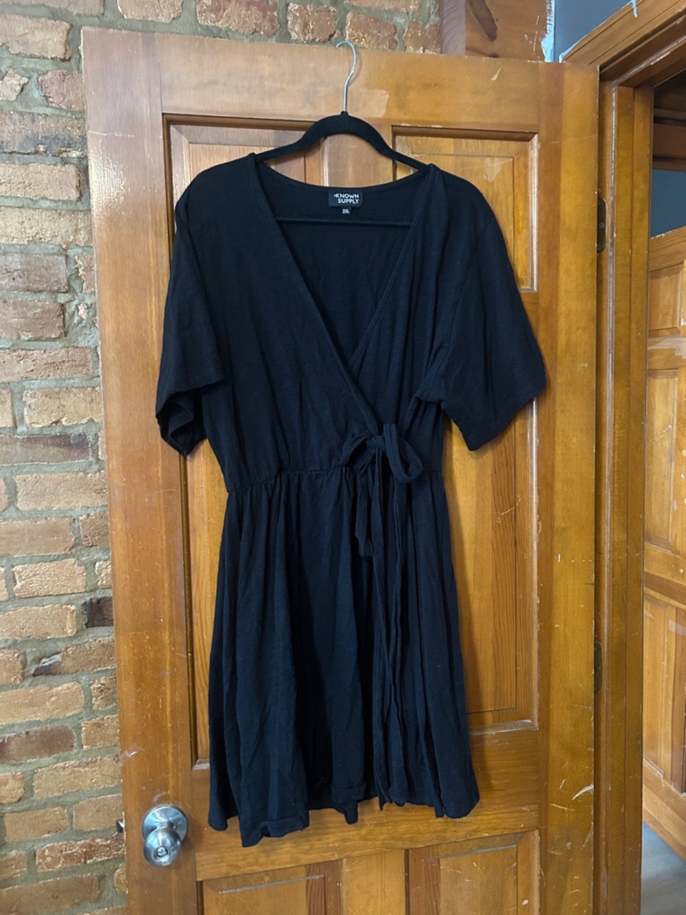 Community Supply Black Midi Wrap Dress